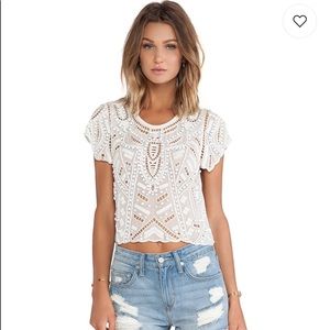 Daycation Crop Top Ivory Lovers + Friends Revolve